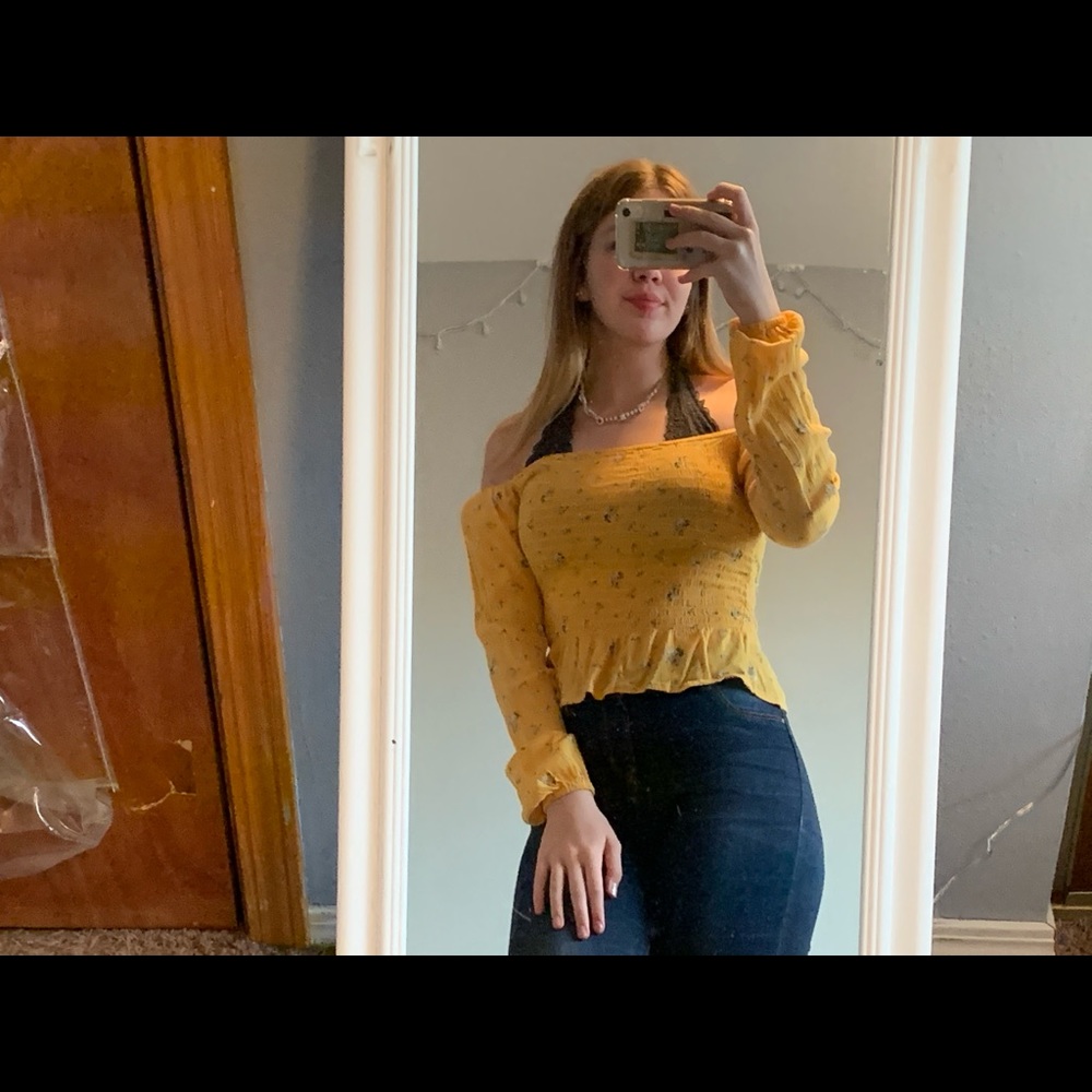 Hollister off the shoulder floral, medium/small.